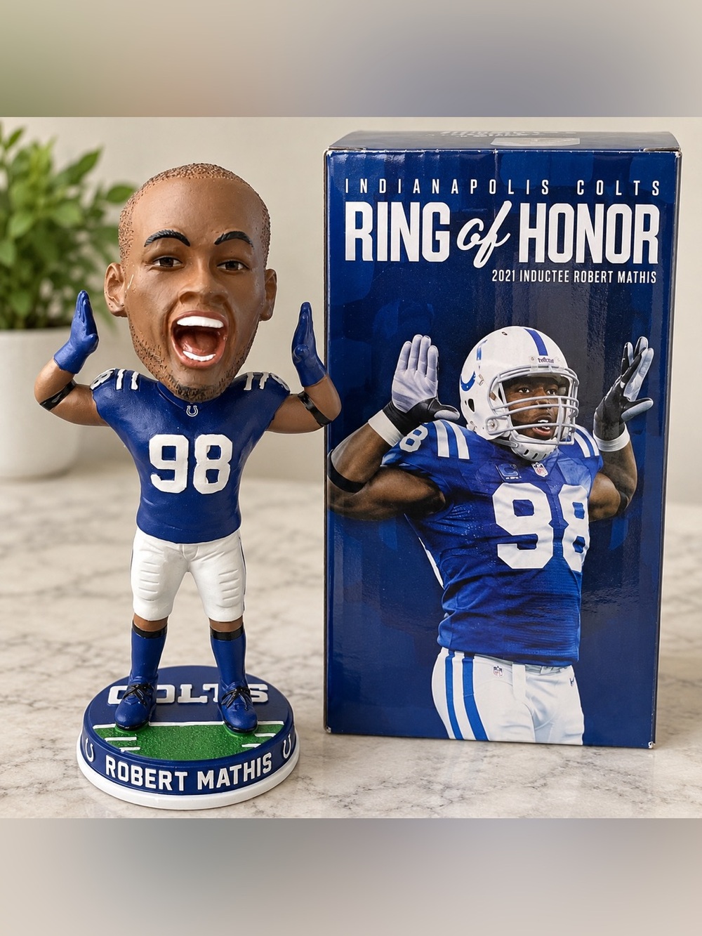 Robert Mathis #98 Colts 2021 Ring of Honor Bobblehead w/ Box